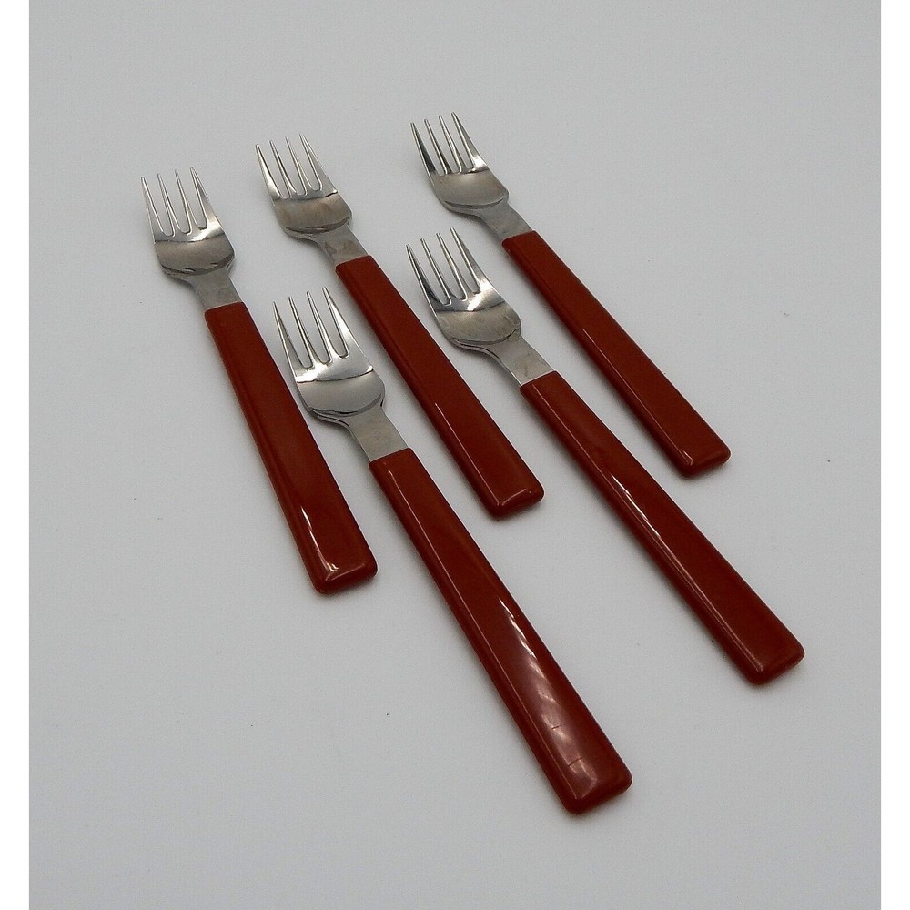 Acrylic Red Handle Forks Japan Set of 5